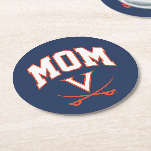 Virginia Cavaliers Mum Round Paper Coaster (Angled)