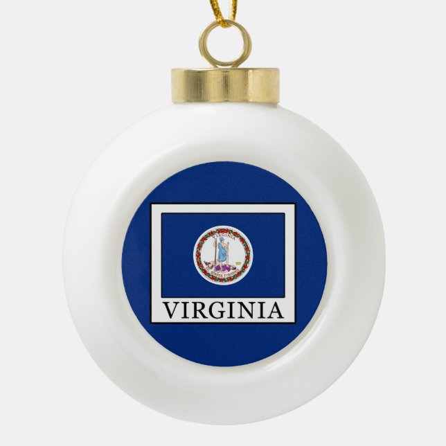 Virginia Ceramic Ball Christmas Ornament (Front)