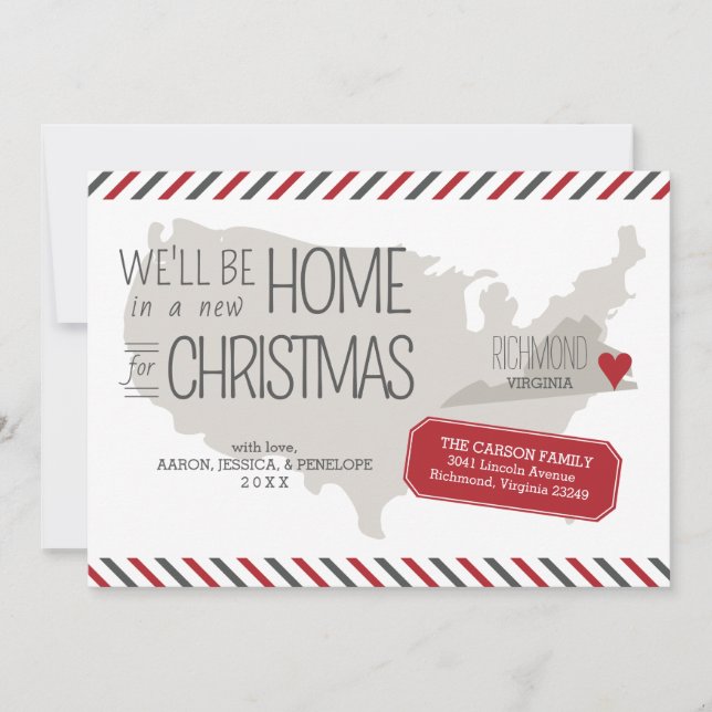 Virginia Christmas Moving Announcement Holiday (Front)