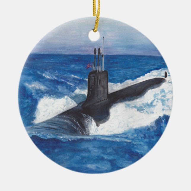 Virginia Class Warriors Submarine Ceramic Ornament (Front)
