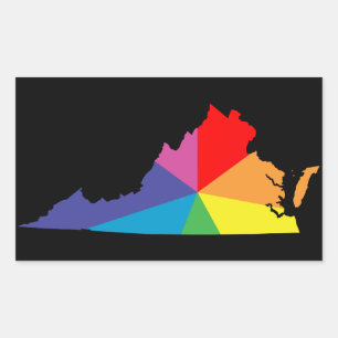 virginia colour burst rectangular sticker