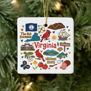 Virginia Custom Family Trip Christmas Ceramic Ornament
