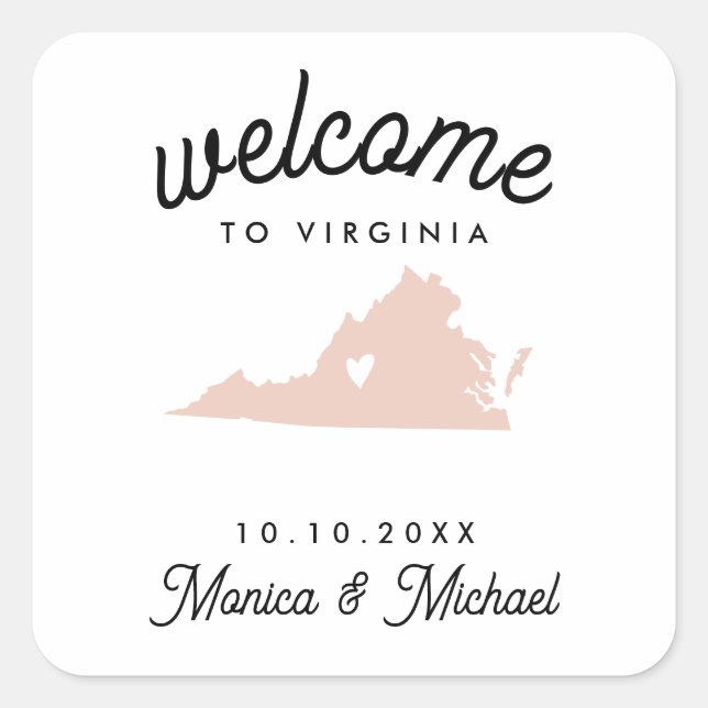 VIRGINIA Destination Wedding ANY COLOR   Square Sticker (Front)