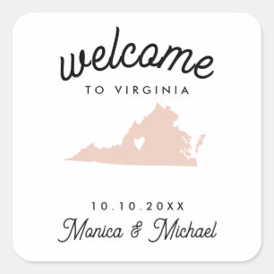 VIRGINIA Destination Wedding ANY COLOR   Square Sticker