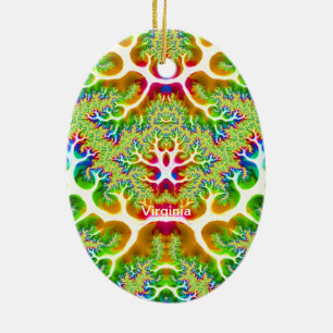 VIRGINIA ~ EASTER EGG ~ Multicoloured Fractal ~ Ceramic Ornament