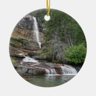 Virginia Falls II at Glacier National Park Ceramic Ornament