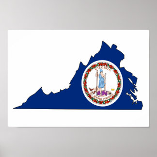 Virginia Flag Map Poster