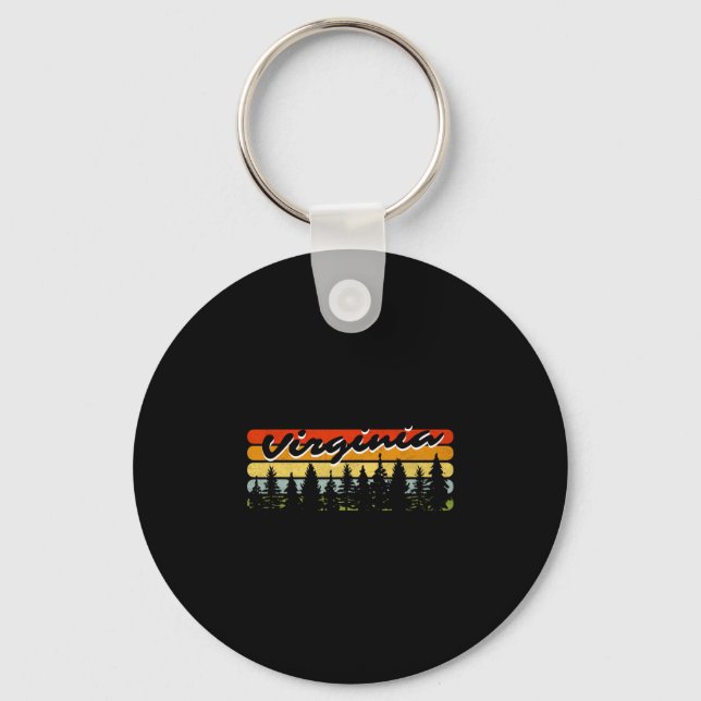 Virginia Forest Sunset Trees Cabin Theme Souvenir  Key Ring (Front)