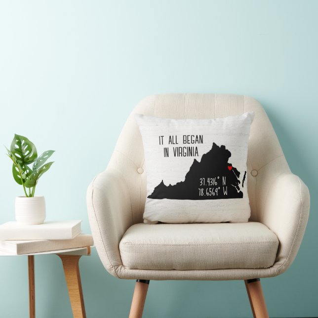 Virginia GPS Coordinates with Heart Cushion (Chair)