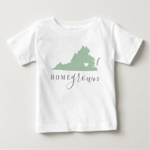 Virginia Home Grown   Editable Colours State Map Baby T-Shirt