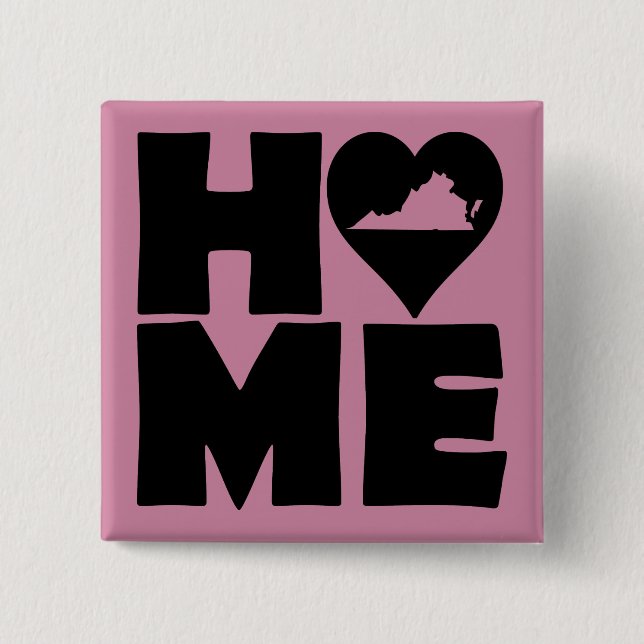 Virginia Home Heart State Button Badge Pin (Front)