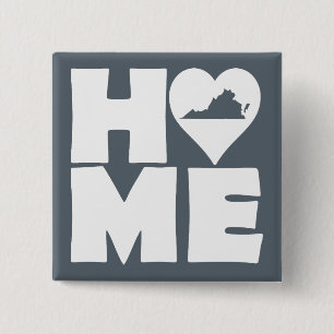 Virginia Home Heart State Button Badge Pin