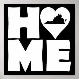 Virginia Home Heart State Poster Sign