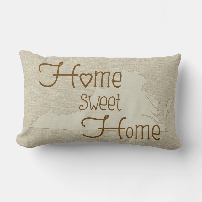Virginia-Home Sweet Home burlap-look custom name Lumbar Cushion (Front)