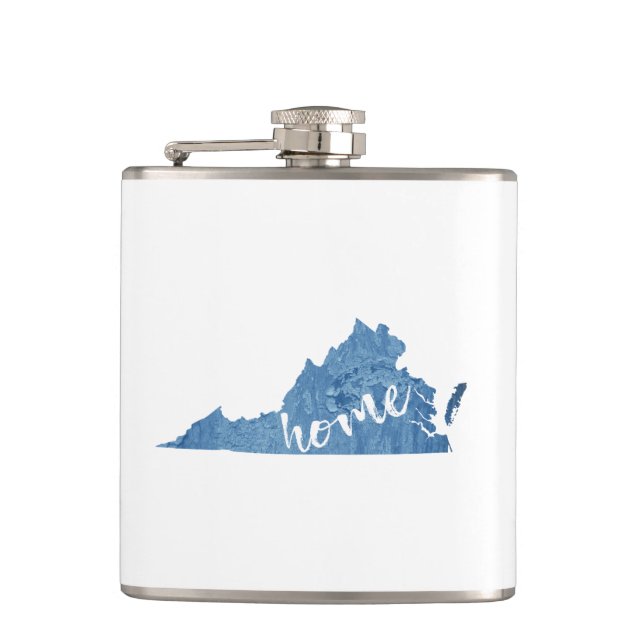 Virginia Home Wood Grain Hip Flask (Front)