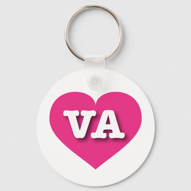 Virginia Hot Pink Heart - I love VA Key Ring (Front)