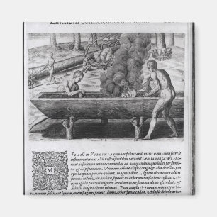 Virginia Indians making dugout boats Magnet