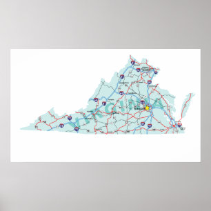 Virginia Interstate Map Print