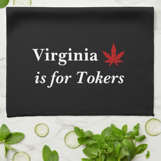 Virginia Is for Tokers Weed Personalised Tea Towel (Folded)