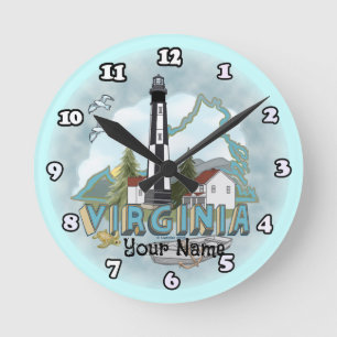 Virginia Lighthouse  Round Clock