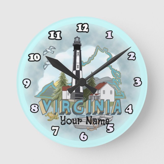 Virginia Lighthouse  Round Clock (Front)