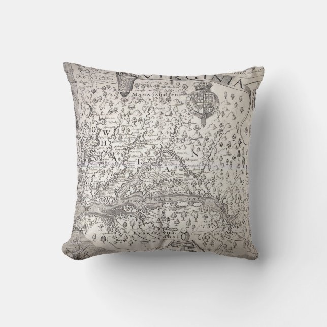 Virginia Map, 1612 Cushion (Front)