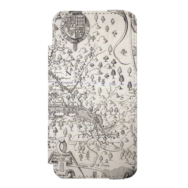 Virginia Map, 1612 Incipio iPhone Wallet Case (Folio Front)