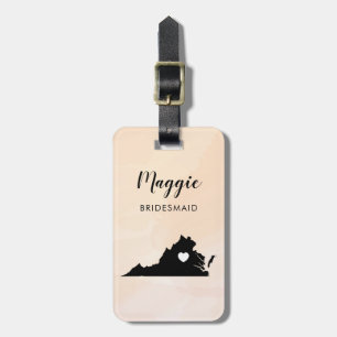 Virginia Map Luggage Tag, Wedding Party Welcome Tag