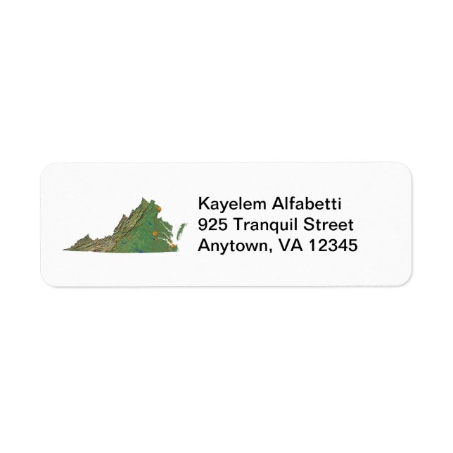 Virginia Map Return Address Label (Front)