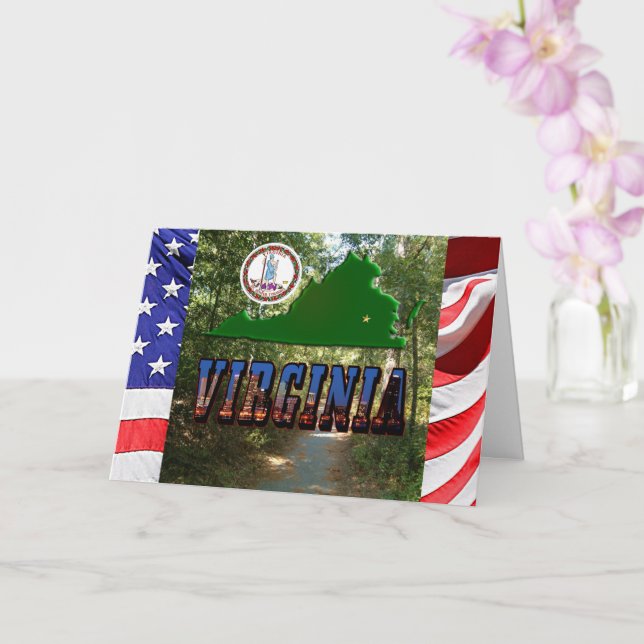 Virginia Map State Seal Picture Text Anniversary Card (Orchid)