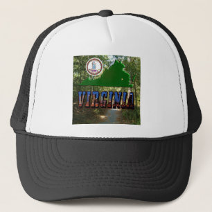 Virginia Map, State Seal, Picture Text Trucker Hat