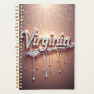 Virginia Name in Rose Gold Dripping Metallic Planner