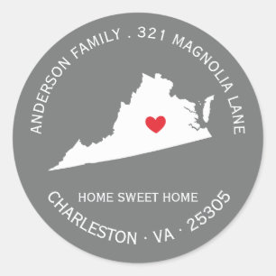VIRGINIA   New Home Address Label Sticker