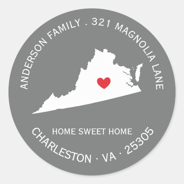 VIRGINIA | New Home Address Label Sticker (Front)