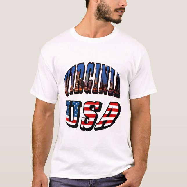Virginia Picture and USA Text T-Shirt (Front)