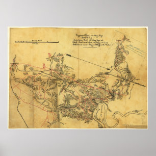 Virginia Roads Civil War Map Poster