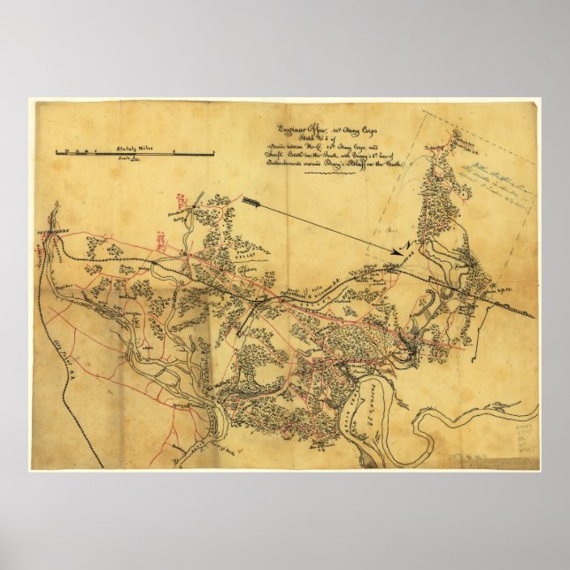 Virginia Roads Civil War Map Poster (Front)