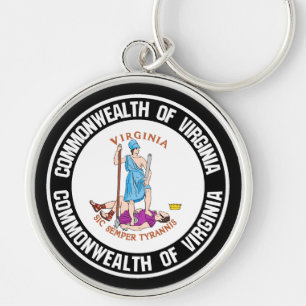 Virginia Round Emblem Key Ring