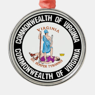Virginia Round Emblem Metal Ornament