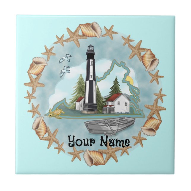 Virginia Shells Lighthouse Tile (Front)