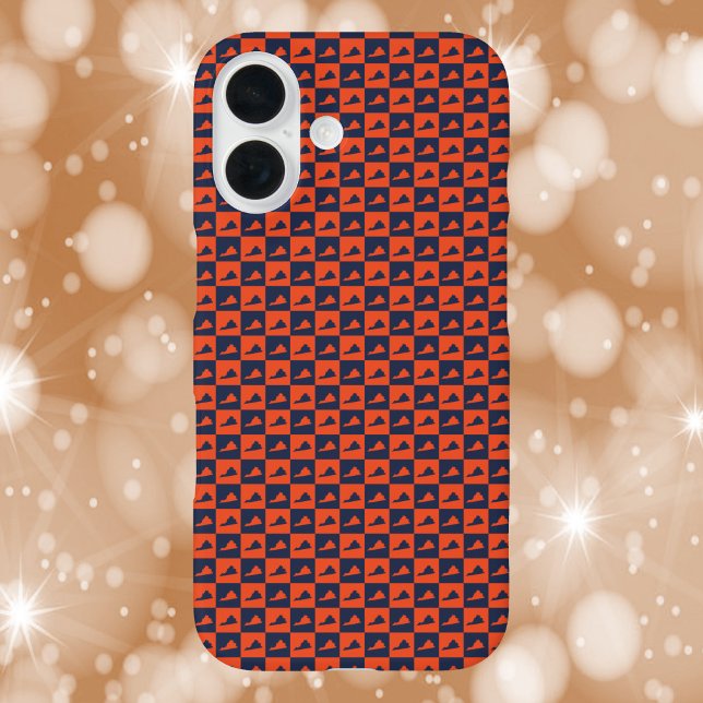 Virginia Silhouette Chequered Pattern Blue Orange Case-Mate iPhone Case (A phone case featuring a pattern of Virginia done in orange and blue)