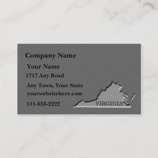 Virginia State Business card  carved stone look (Front)