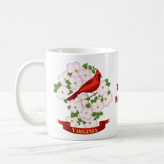 Virginia State Cardinal Bird and Dogwood Flower Coffee Mug