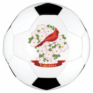 Virginia State Cardinal Bird and Dogwood Flower Soccer Ball