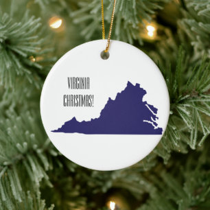 Virginia State Christmas Ceramic Ornament