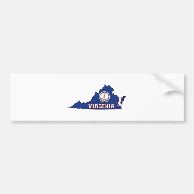Virginia State Flag and Map Bumper Sticker (Front)