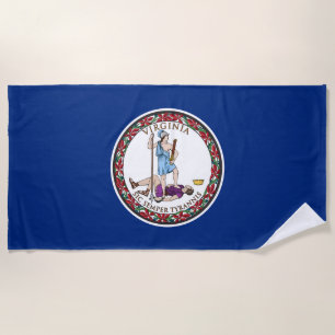 Virginia State Flag Beach Towel