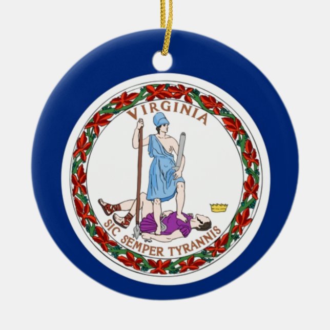 Virginia State Flag Ceramic Tree Decoration (Front)