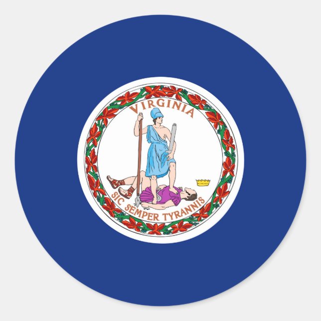 Virginia State Flag Design Classic Round Sticker (Front)