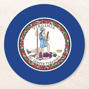 Virginia State Flag Round Paper Coaster